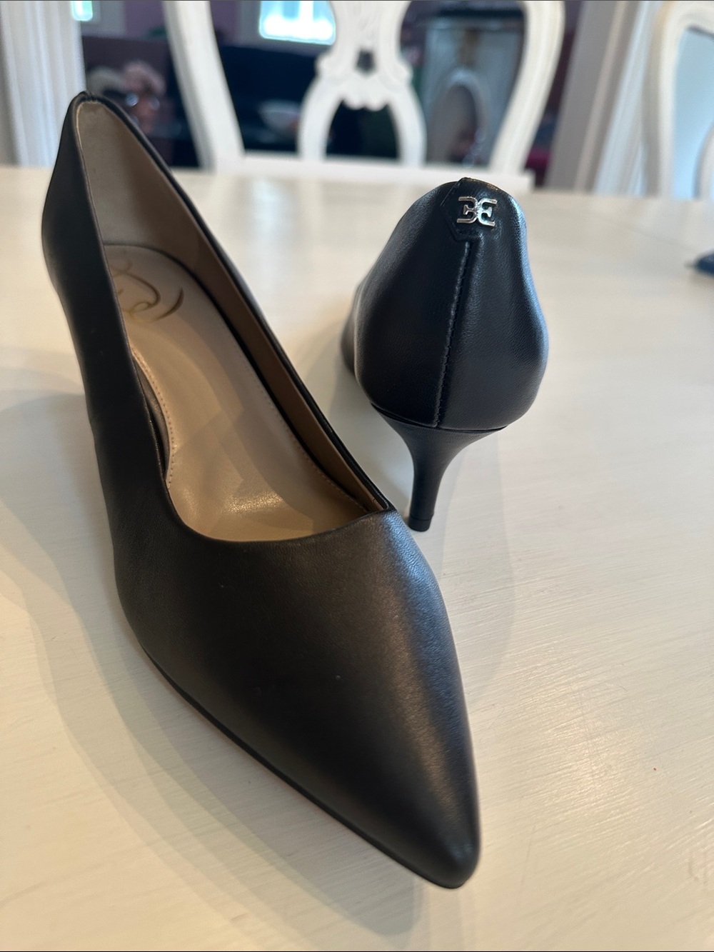 Sam Edelman Classic Black Pointed-Toe Kitten Heel Pumps